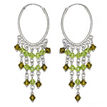 将图像加载到图库查看器中， Silver Hoop Dangle Earrings with Green Gemstones | Women's Jewelry
