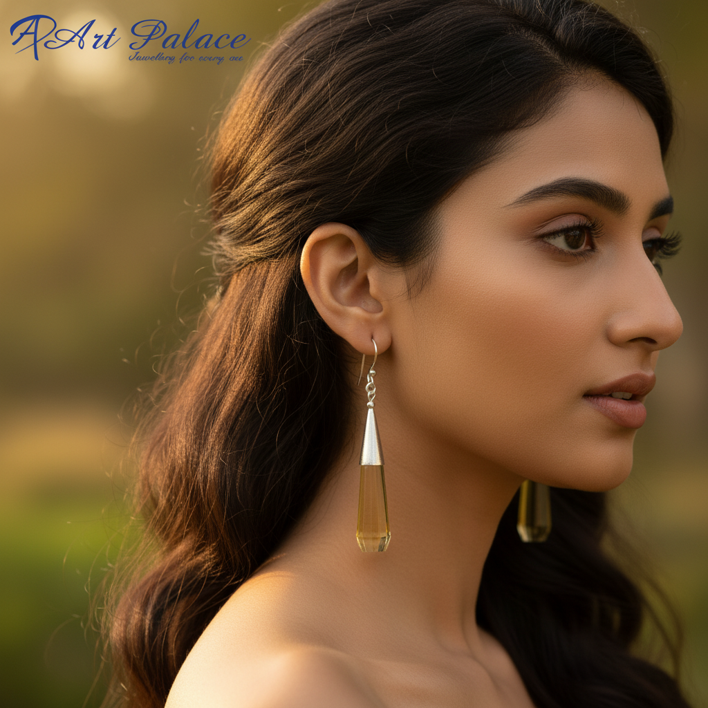 Yellow Crystal Dangle Earrings | Sterling Silver | Women's Jewelry