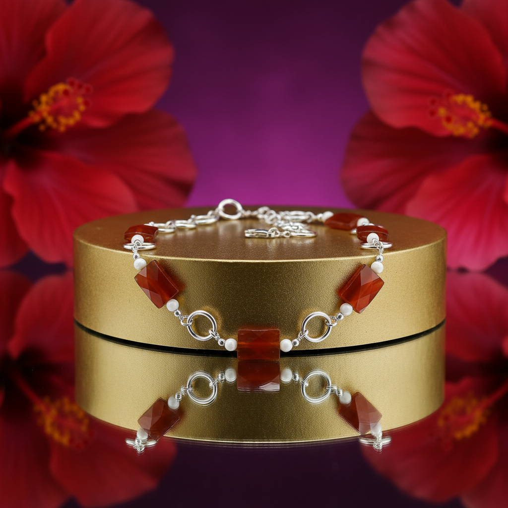 Silver carnelian gemstone necklace for women | fashion jewelry