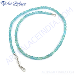 将图像加载到图库查看器中， Aquamarine bead necklace in light blue color with a silver clasp, gemstone jewelry for women
