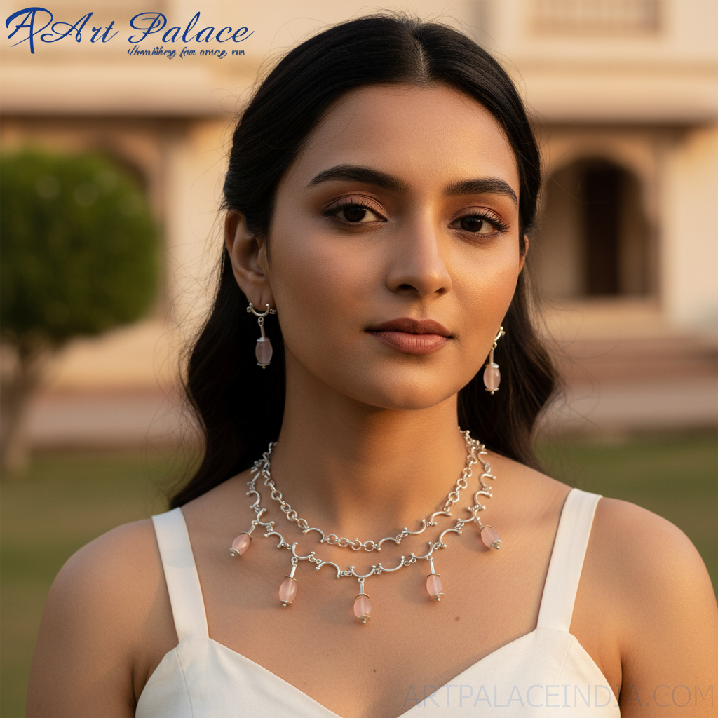 925 Silver Rose Quartz Necklace for Women | Dainty Jewelry