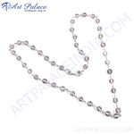 将图像加载到图库查看器中， Sterling silver necklace with round, pink rose quartz beads; women&#39;s fashion jewelry.
