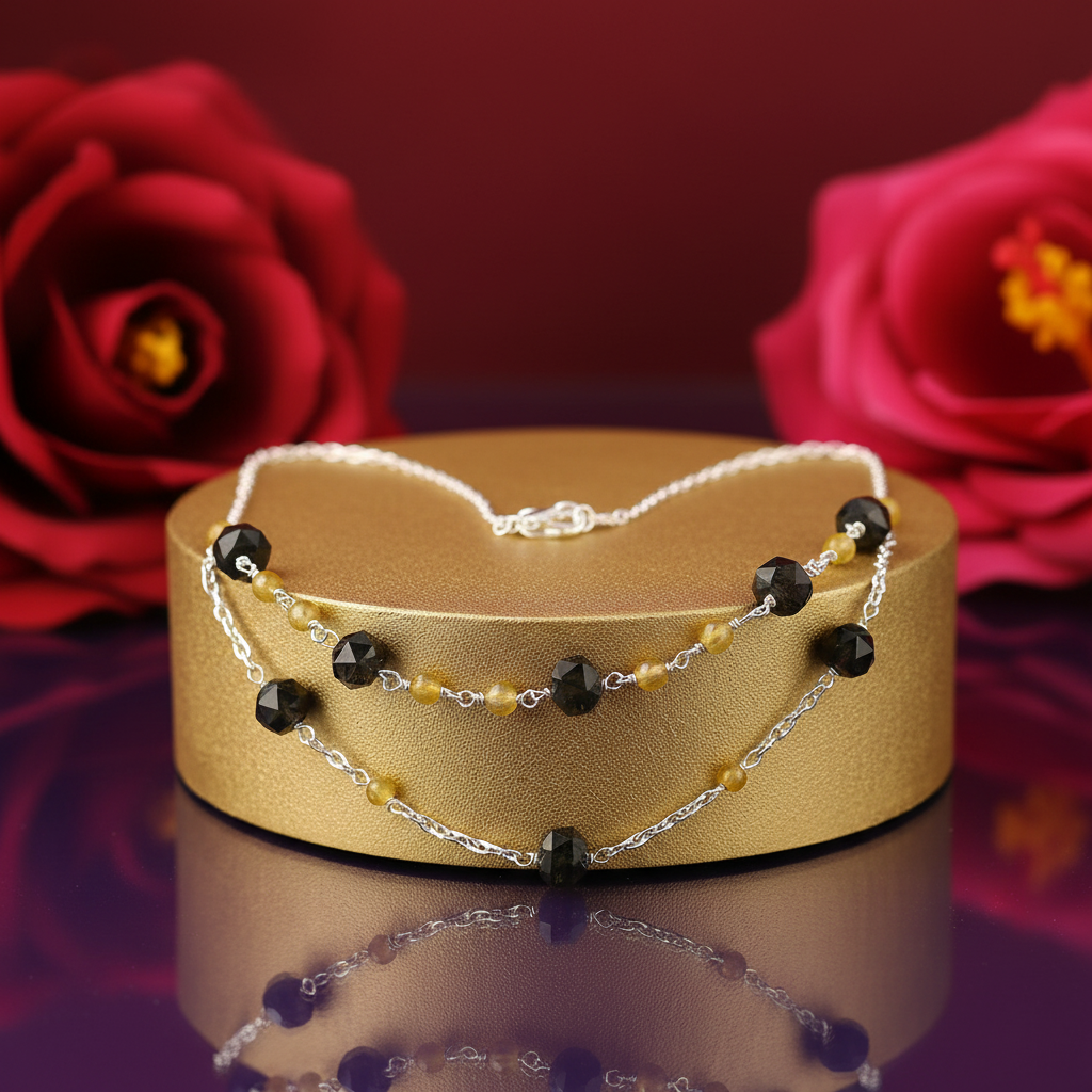 925 silver gemstone layered necklace for women | fashion jewelry