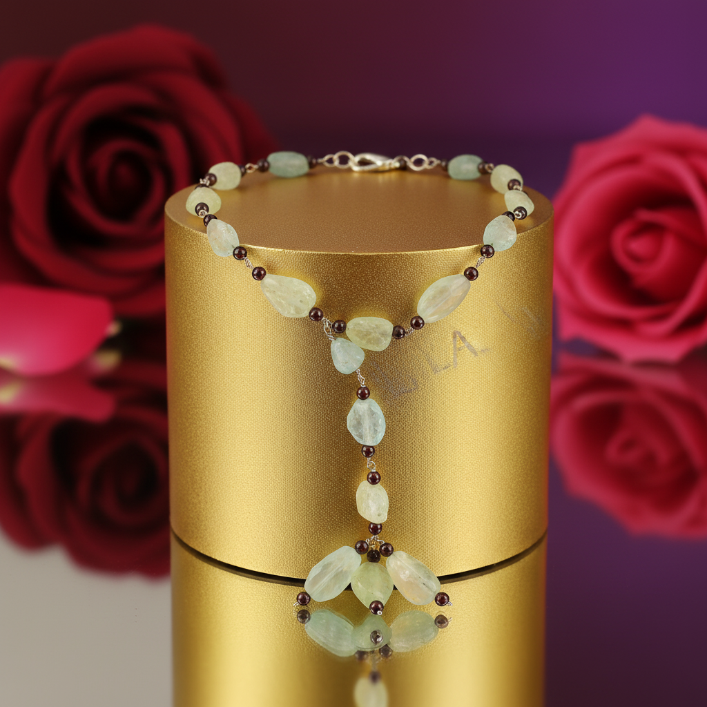 海蓝宝石串珠项链 | 手工女士首饰