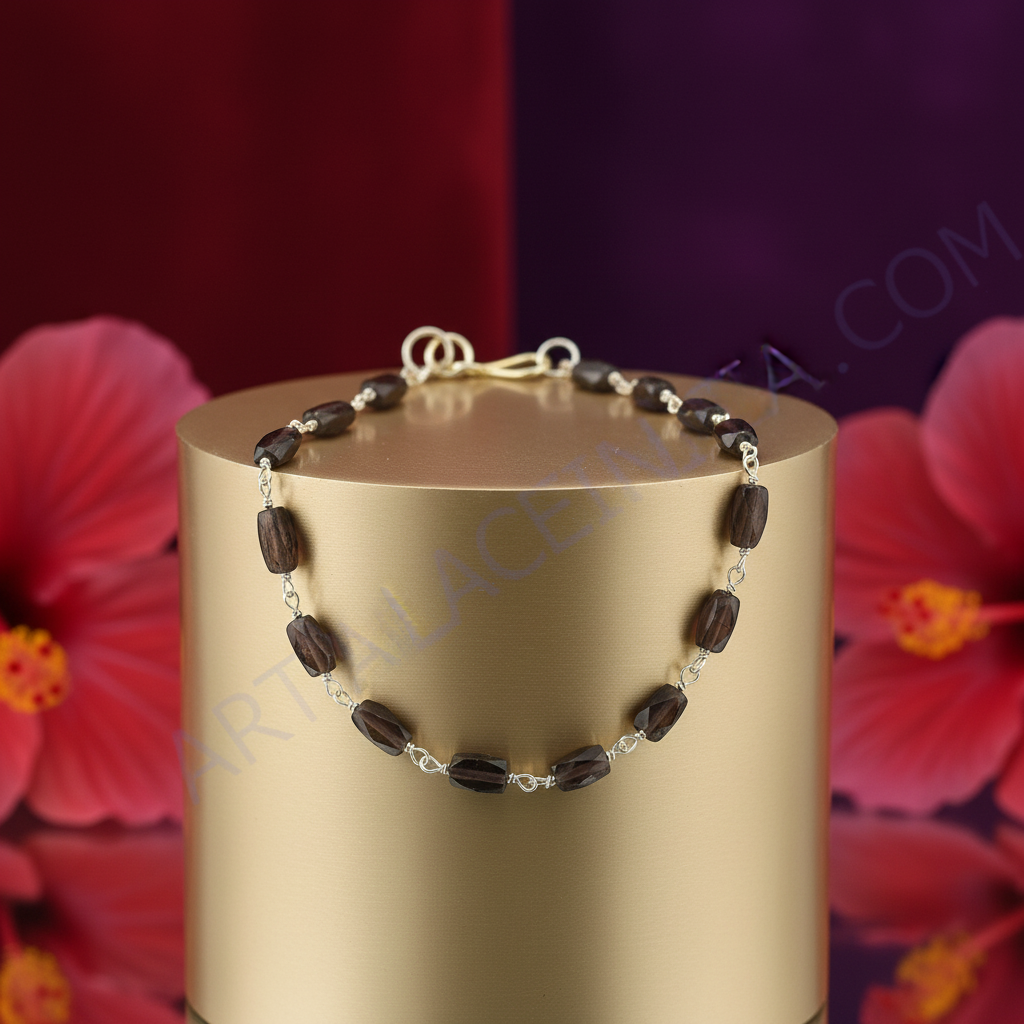 Smoky Quartz Bead Necklace | Sterling Silver Chain | Women's Jewelry