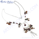Load image into Gallery viewer, Sterling silver statement necklace with garnet gemstones and intricate design.
