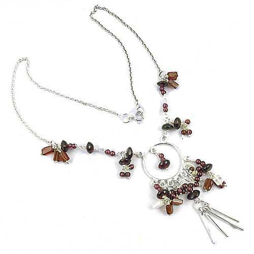 925 Silver Garnet Necklace for Women | Statement Jewelry