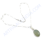 Load image into Gallery viewer, 925 sterling silver necklace with a green gemstone oval pendant

