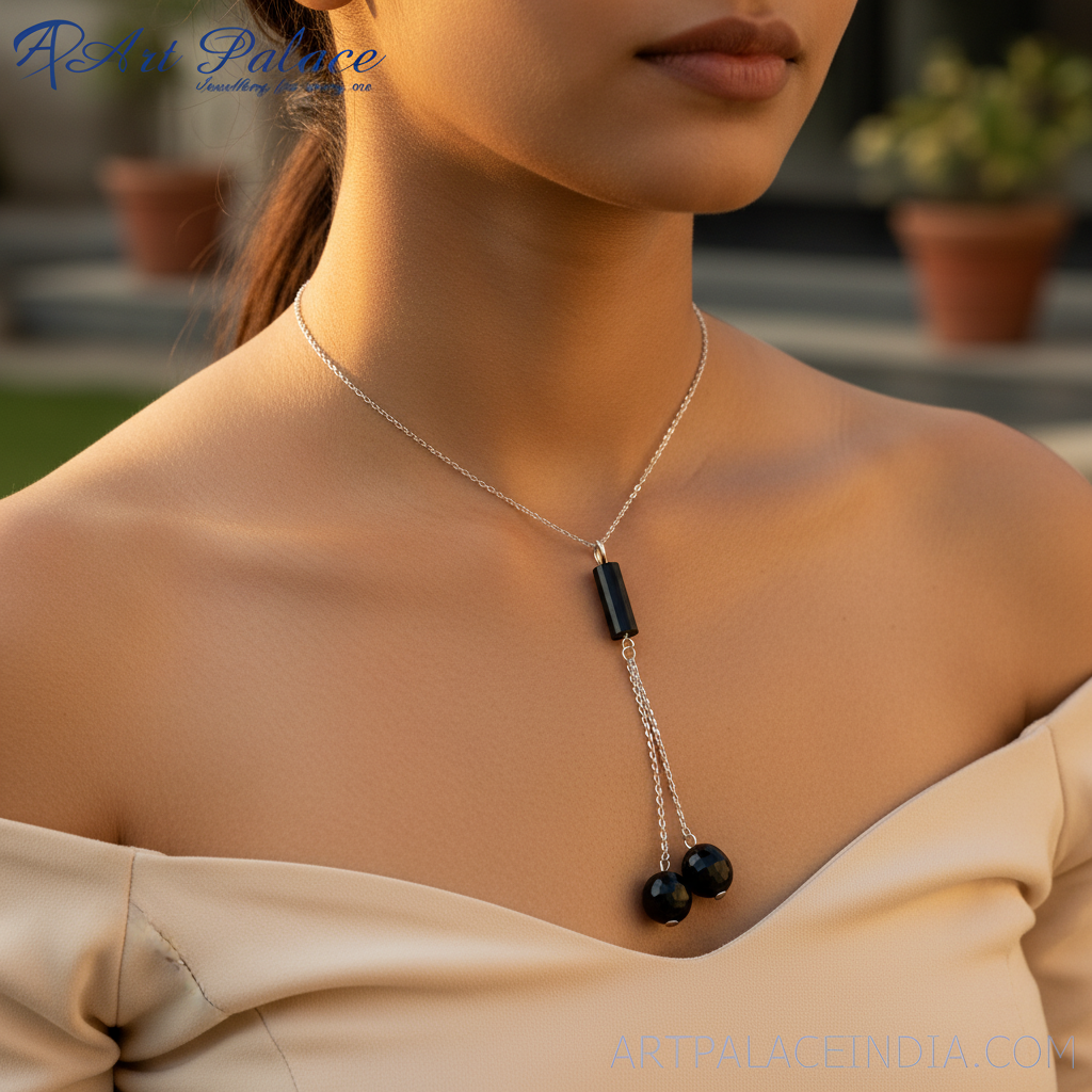 925 Silver Onyx Pendant Necklace for Women | Minimalist Jewelry