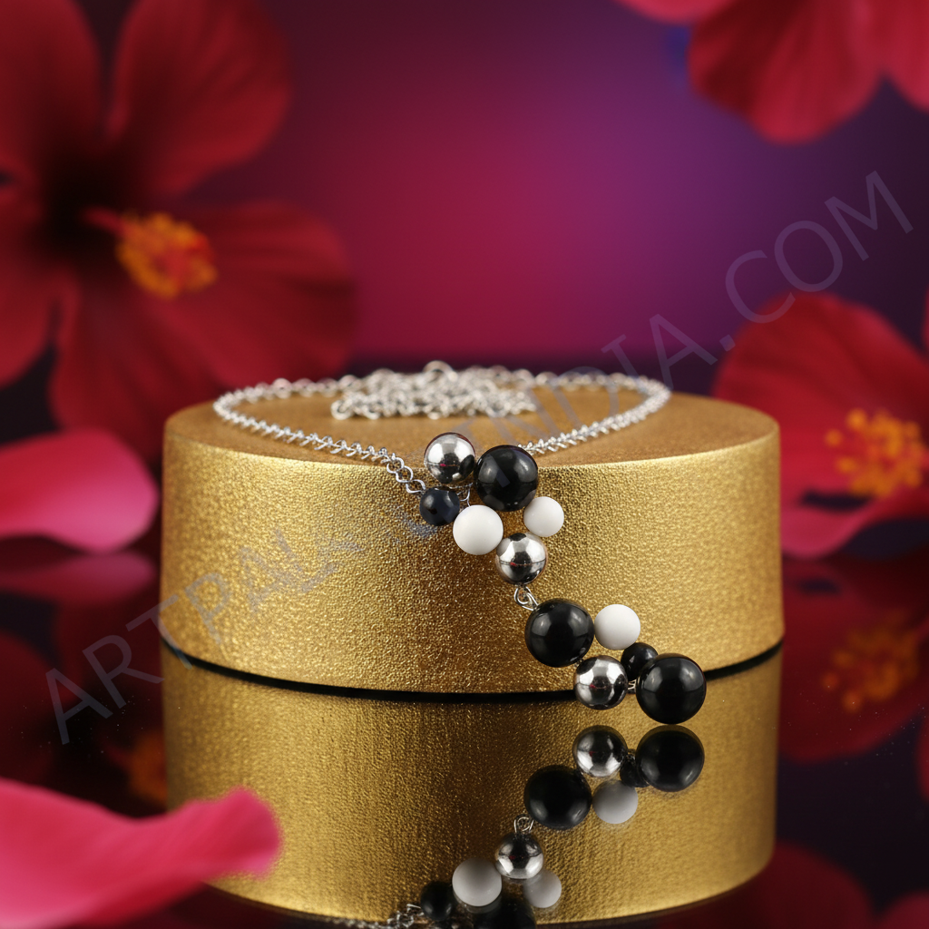 Silver bead pendant necklace for women | fashion jewelry