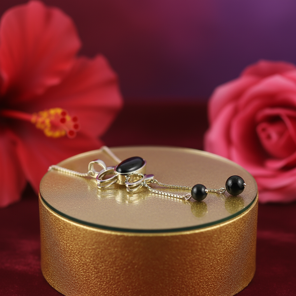 Silver Onyx Pendant Necklace for Women | Elegant Jewelry Gift