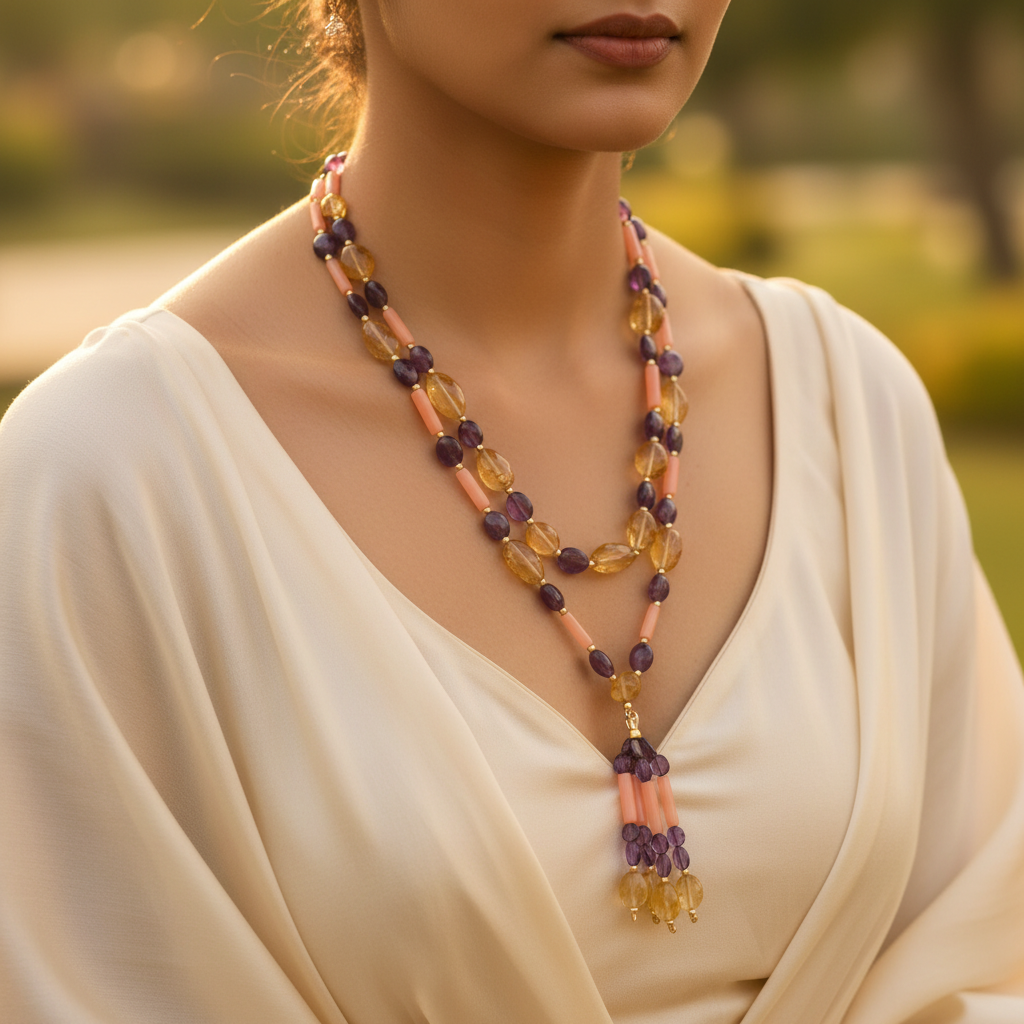 Gemstone beaded necklace | handmade jewelry for women | gift