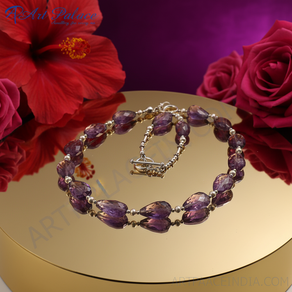 Amethyst gemstone necklace for women | sterling silver jewelry
