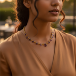 Load image into Gallery viewer, Gemstone Beaded Necklace | Yellow &amp; Purple Stones | Women&#39;s Jewelry

