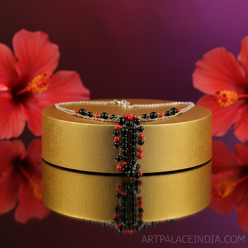 Silver beaded tassel necklace for women | fashion jewelry