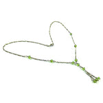 将图像加载到图库查看器中， Silver Peridot Beaded Y-Necklace for Women | Daily Wear
