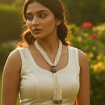 Load image into Gallery viewer, Beaded Seed Necklace with Silver Accents | Women&#39;s Fashion Jewelry
