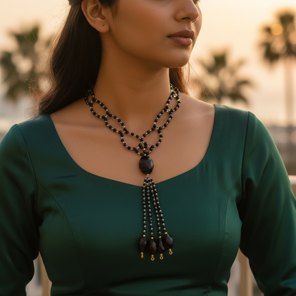 Black Beaded Necklace | Statement Jewelry for Women
