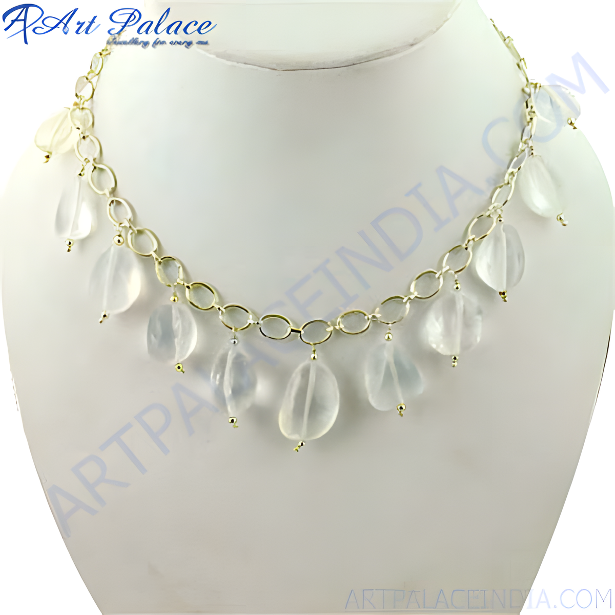 Silver dangle necklace with moonstone gemstones, perfect for women