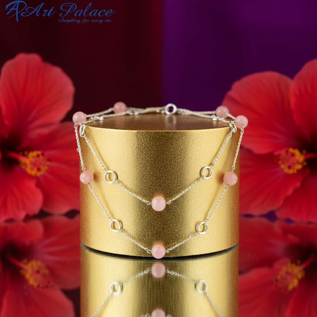 Rose quartz bead necklace for women | gemstone jewelry