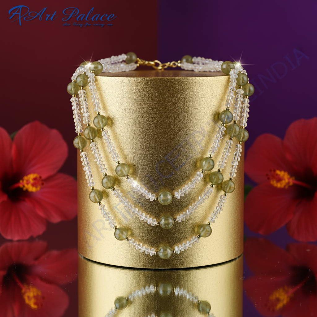 Green jade bead necklace for women | gemstone jewelry