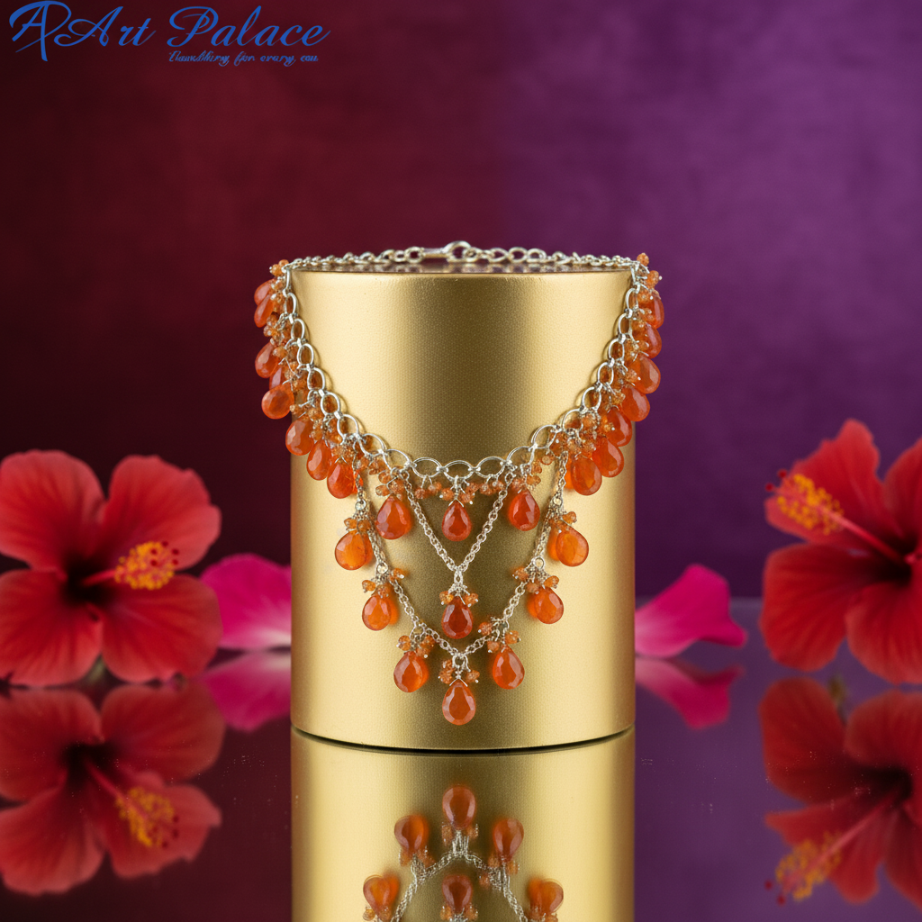 Silver Carnelian Necklace | Gemstone Choker for Women