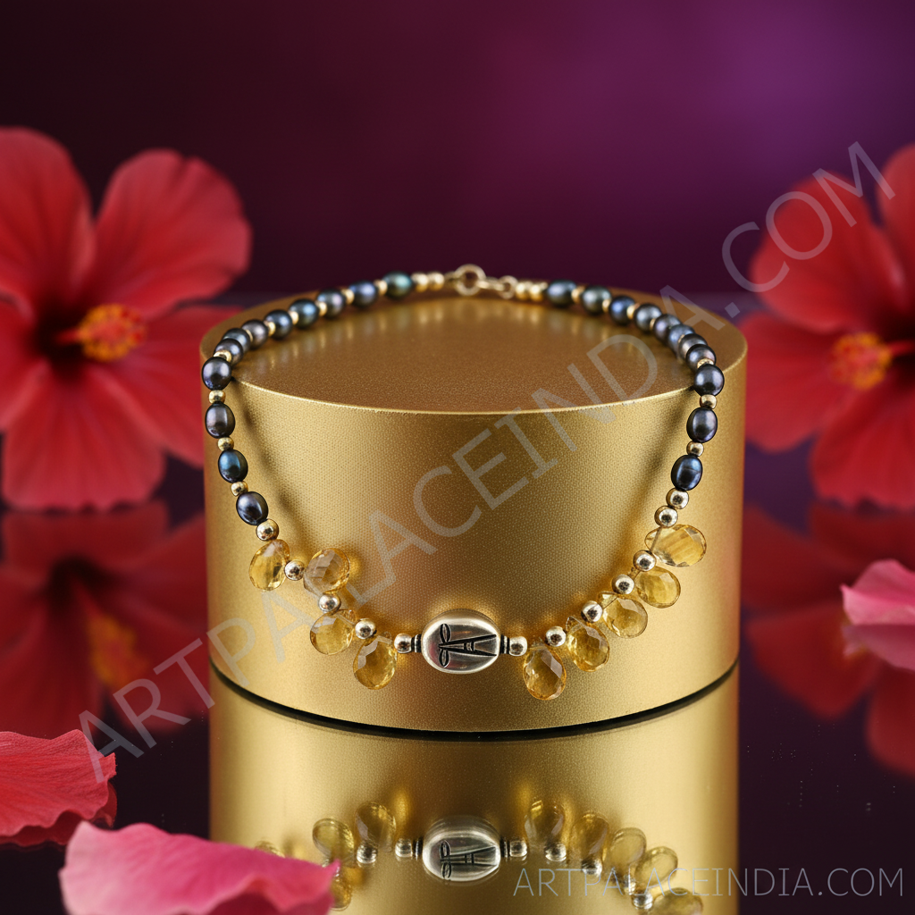 Citrine & Pearl Necklace | gold plating Accents | Women's Jewelry Gift