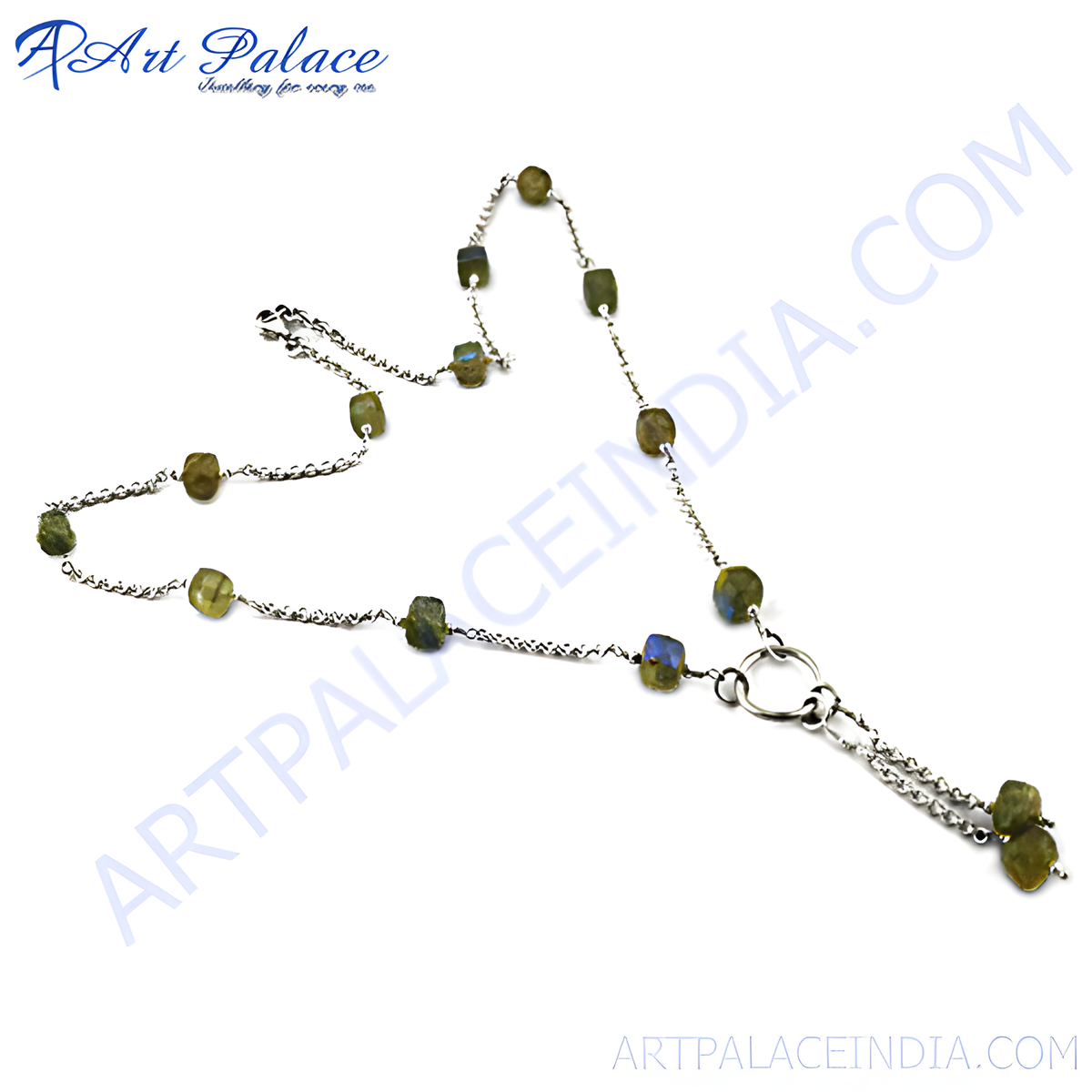 925 sterling silver y necklace with labradorite gemstones