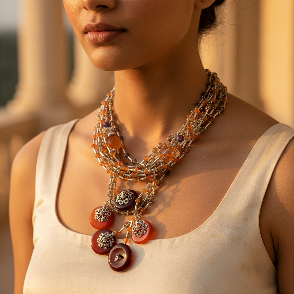 Gemstone Beaded Necklace | Artisan Jewelry for Women | Gift