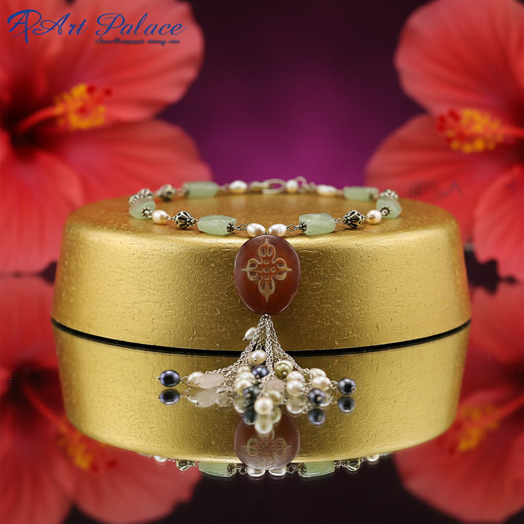 Gemstone Pearl Drop Necklace for Women | Fashion Jewelry