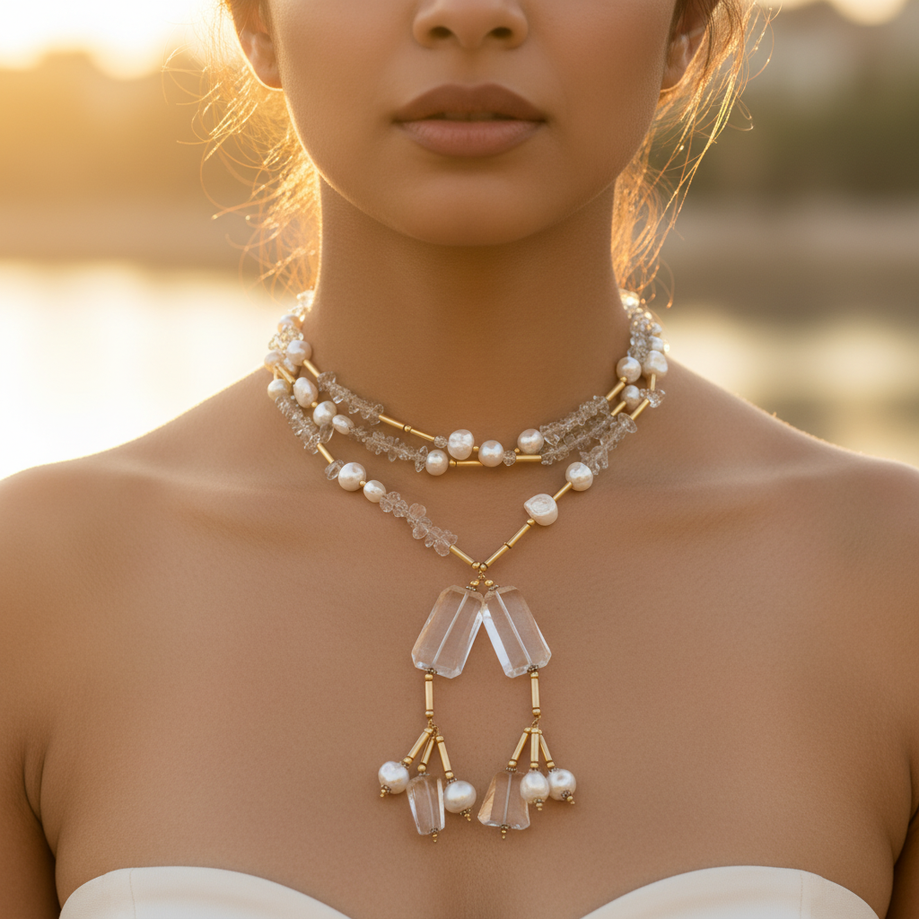 Pearl & Crystal Necklace | Women's Fashion Jewelry | Gift
