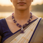 将图像加载到图库查看器中， 紫水晶宝石流苏项链 | 女士银色个性首饰
