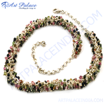 将图像加载到图库查看器中， Sterling silver necklace with multi-colored tourmaline beads, ideal for women&#39;s jewelry.

