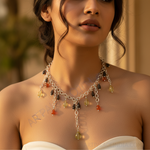 Load image into Gallery viewer, Silver Beaded Necklace with Gemstone Accents | Women&#39;s Jewelry
