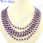 将图像加载到图库查看器中， Amethyst beaded necklace with vibrant purple gemstone beads on display, a beautiful women&#39;s jewelry piece.
