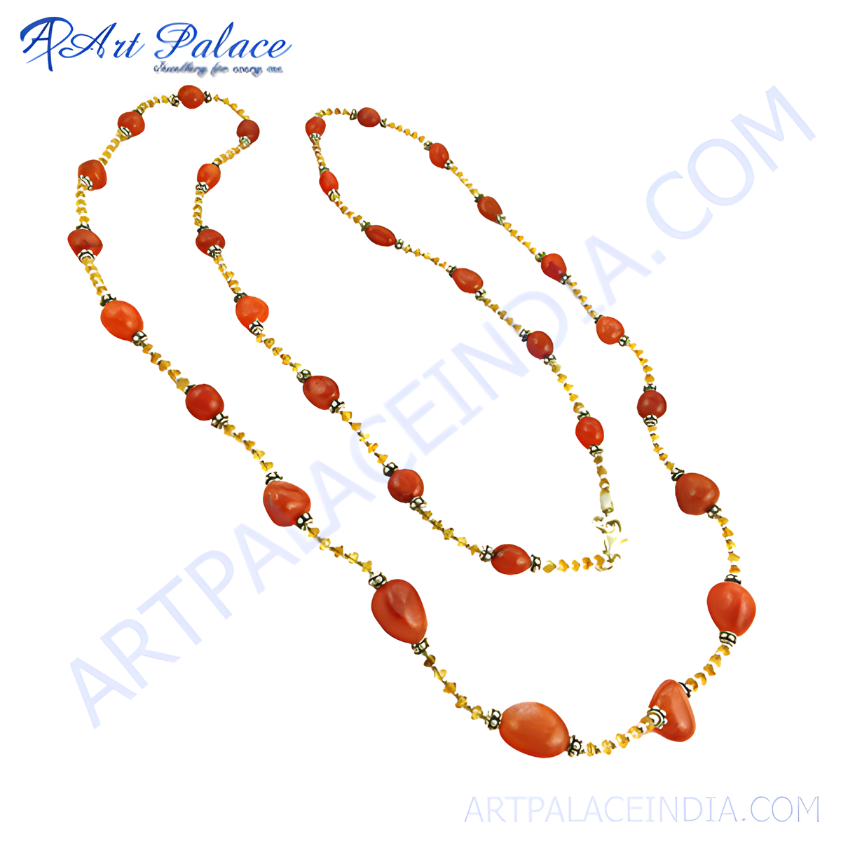 Red coral bead necklace with natural gemstone beads, perfect for daily wear and special occasions
