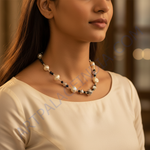 Load image into Gallery viewer, Pearl &amp; Onyx Bead Necklace | Sterling Silver Necklace | Women&#39;s Gift
