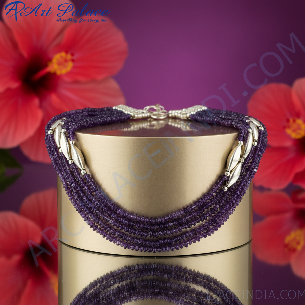 Collar de cuentas de amatista para mujer | Joyería con piedras preciosas