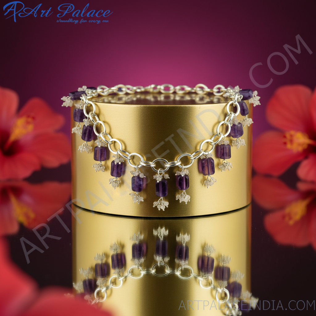 Silver Amethyst Choker Necklace | Gemstone Jewelry for Women