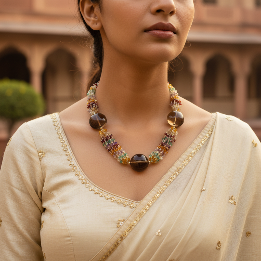 Beaded Gemstone Statement Necklace for Women | Fashion Jewelry