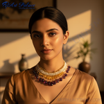 Load image into Gallery viewer, Gemstone Beaded Necklace | Purple &amp; Yellow Gemstone Jewelry
