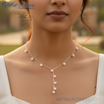 Load image into Gallery viewer, Silver Pearl Y Necklace for Women | Elegant Party Jewelry Gift
