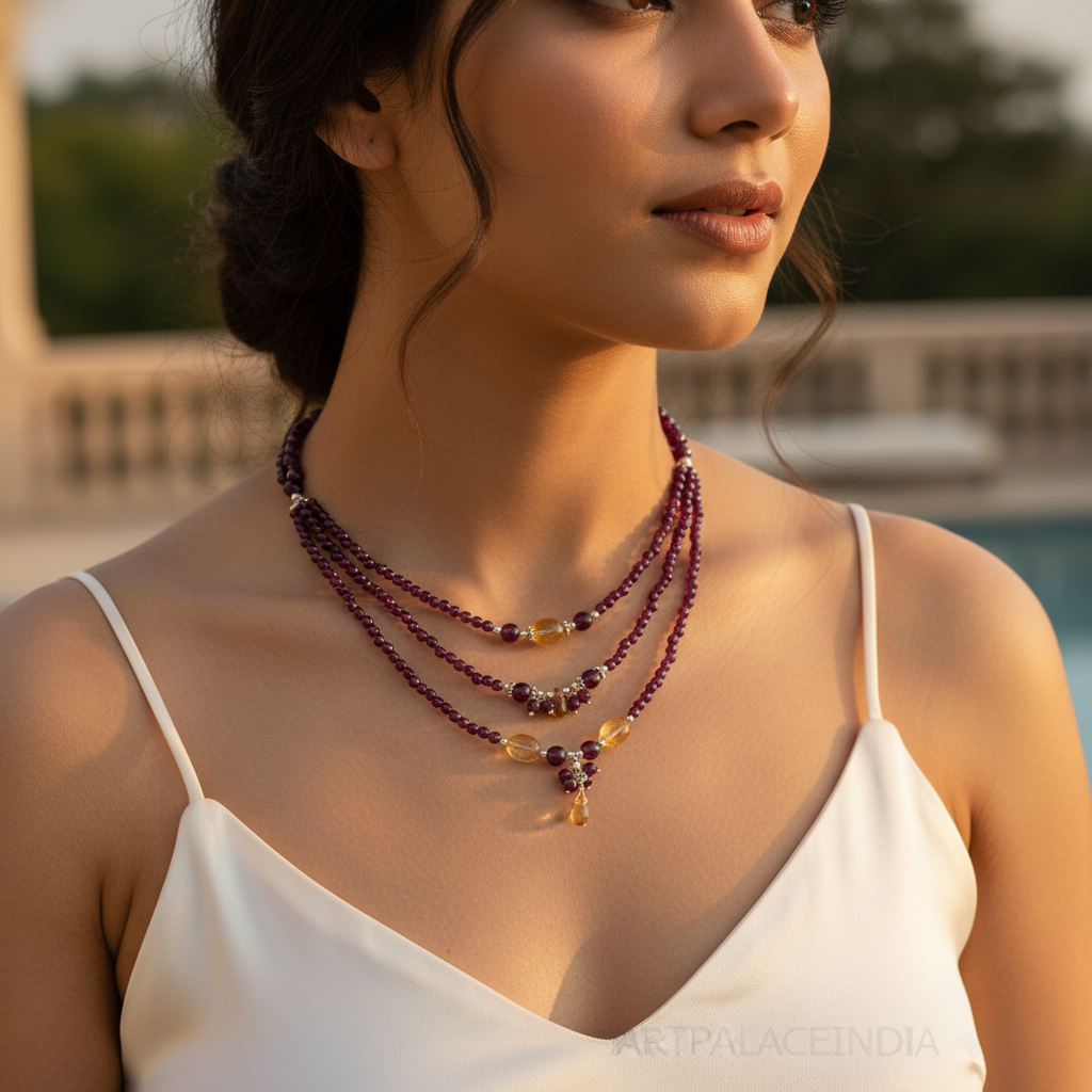 Garnet Bead Layered Necklace | Women's Jewelry | Gift