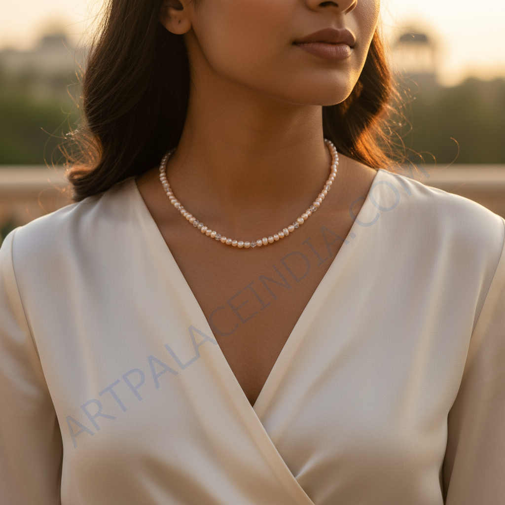 Beige Freshwater Pearl Choker Necklace for Women | Gift Jewelry