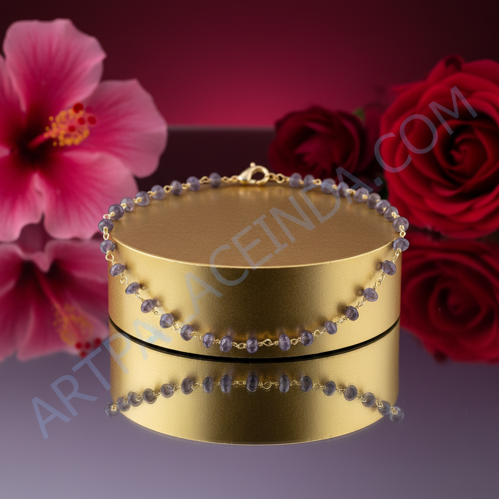 Iolite bead necklace | gold plating chain | women's jewelry gift