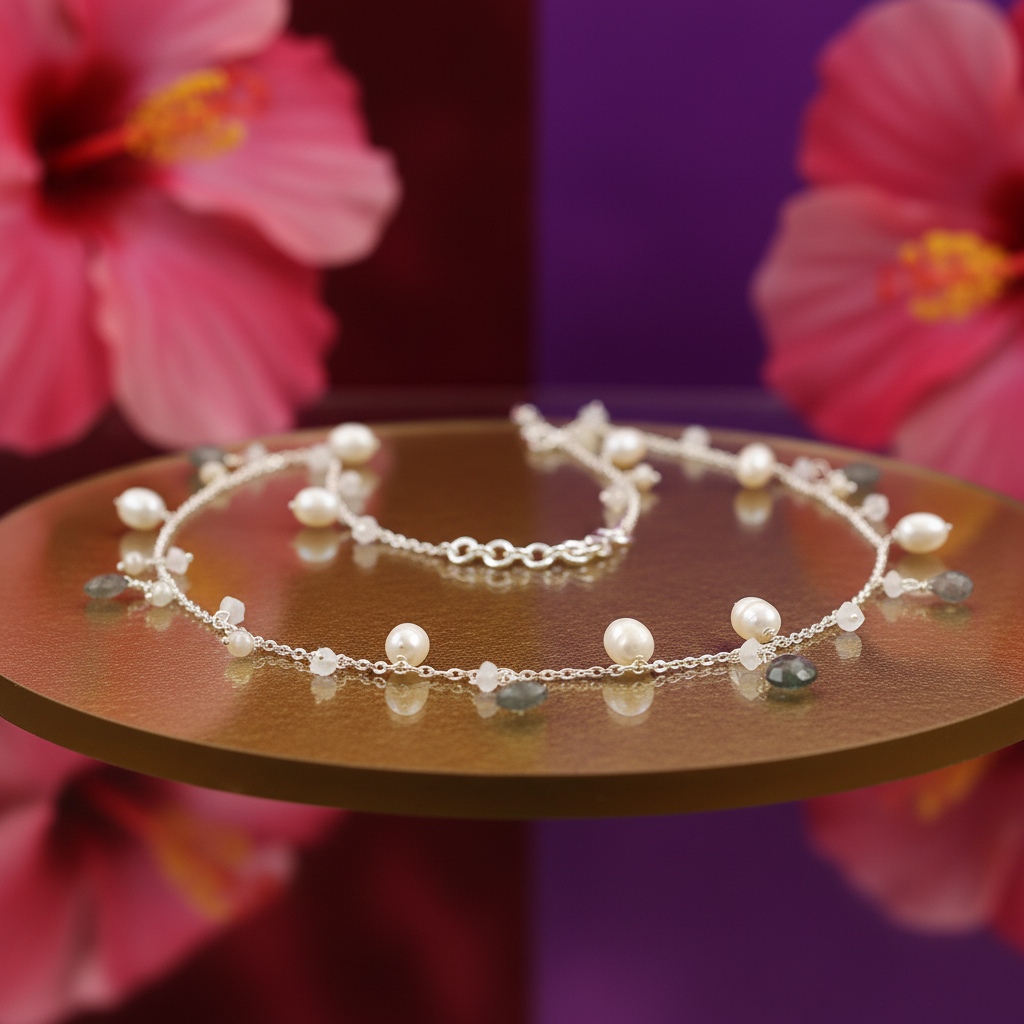 Silver Pearl Labradorite Necklace for Women | Daily Wear