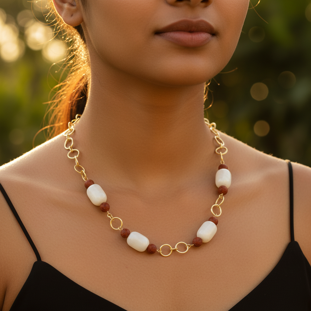 Beaded Necklace with gold plating Chain for Women | Fashion Jewelry