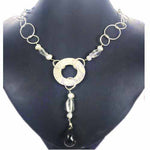 Load image into Gallery viewer, Silver Statement Necklace with Black Onyx Pendant | For Women
