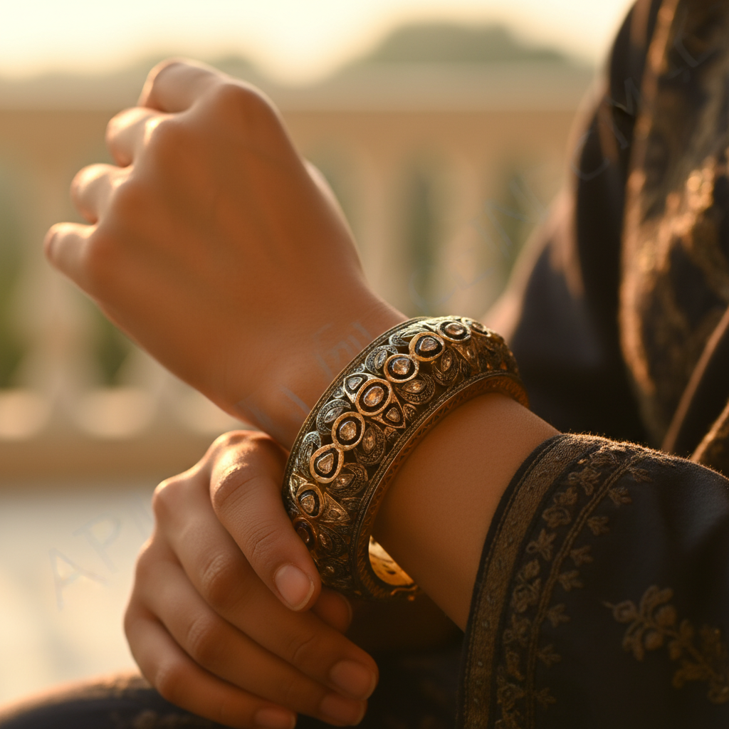 gold plating Filigree Diamond Bangle Bracelet | Luxury Jewelry for Women