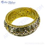 Load image into Gallery viewer, gold plating filigree bangle bracelet with diamonds, a luxurious piece of jewelry for women.
